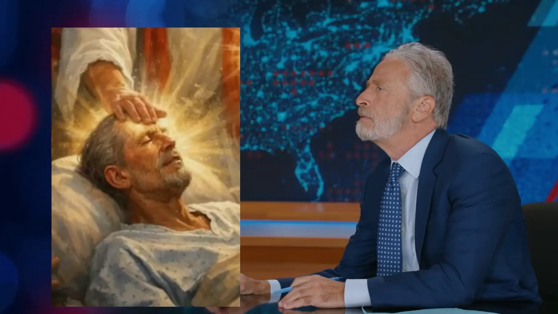 L’animateur Jon Stewart s’est reconnu dans l’image IA de Trump en Jésus, et ça l’a rendu très perplexe
